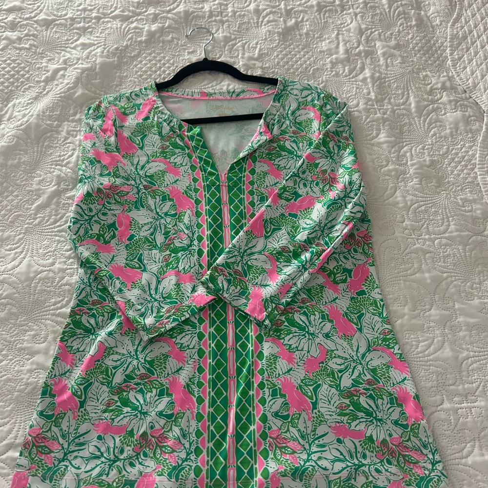 Lilly Pulitzer Floral Green and Pink Dress